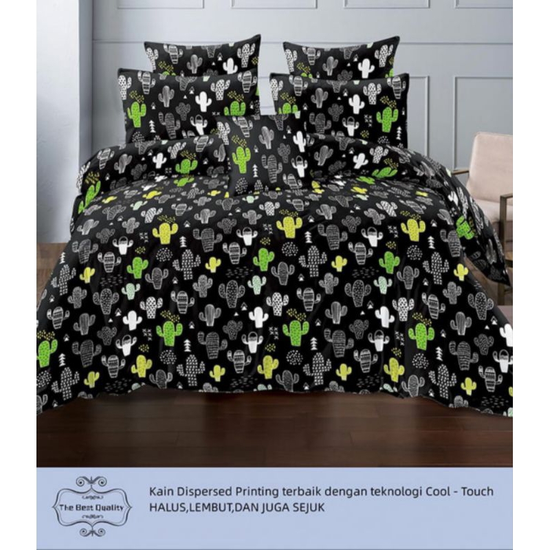 Sprei Motif Kaktus Sprei Warna Hitam Sprei Dasar Hitam Sprei Motif Kartun Kaktus  Sprei Murah Sprei 