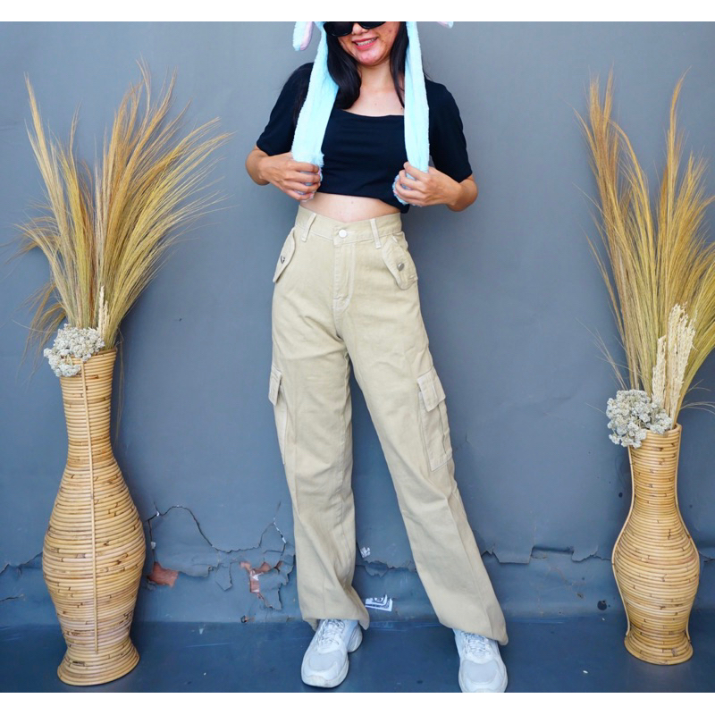 JulAg - Highwaist Cargo jeans brown premium