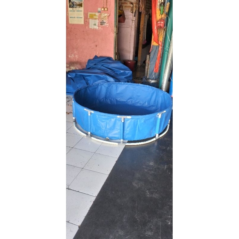 terpal kolam bulat D1.2 T50cm+berselot buat paralon bahan PVC ORCHID