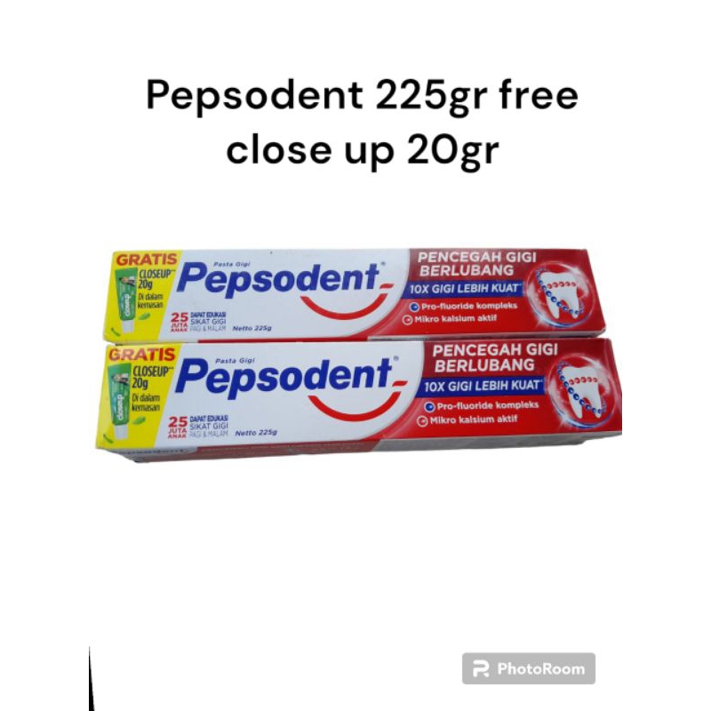 pasta gigi Pepsodent 225gr free close up 20gr