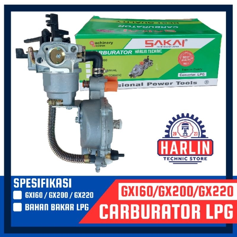 CARBURATOR GX160 GX200 GX220 LPG MERK SAKAI BAHAN BAKAR GAS LPG INVERTER 5 6 7 HP PK KARBURATOR CABU