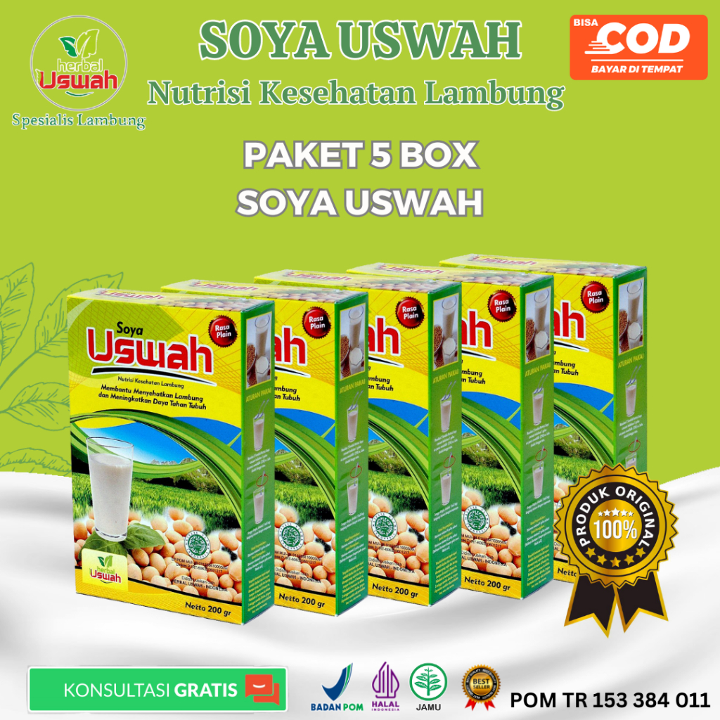 Paket 5 Box SOYA USWAH - Solusi Ampuh Asam Lambung Maag GERD Tukak Lambung Iritasi Radang Usus - Res