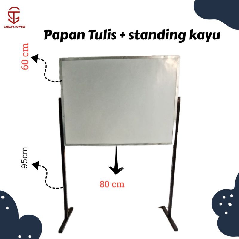 Papan Tulis Whiteboard Standing Kayu - Best Seller