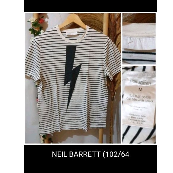 Neil barrett tshirt kaos salur striped light brand