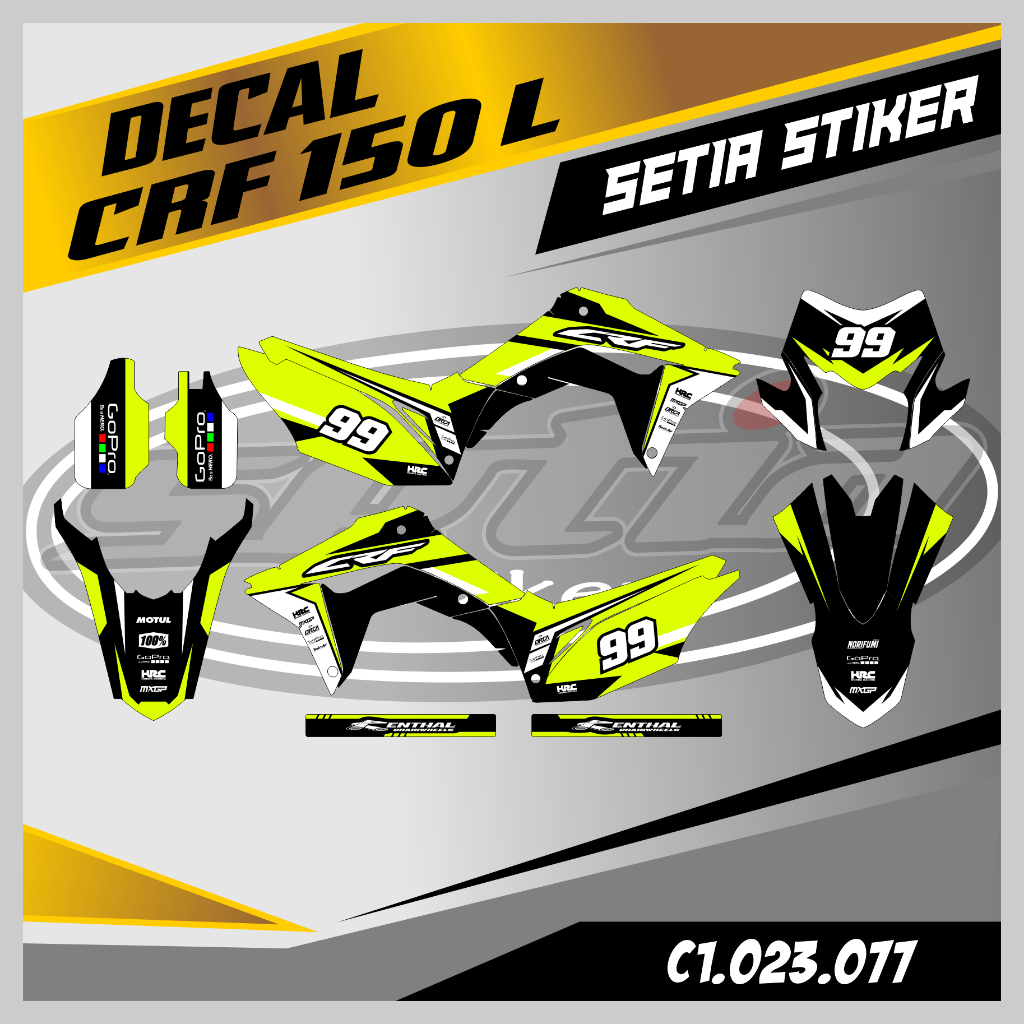 DECAL CRF 150 L, KUNING, SUPERMOTO, TRAIL, DESAIN BEBAS CUSTOM BARU (C1.023.077)