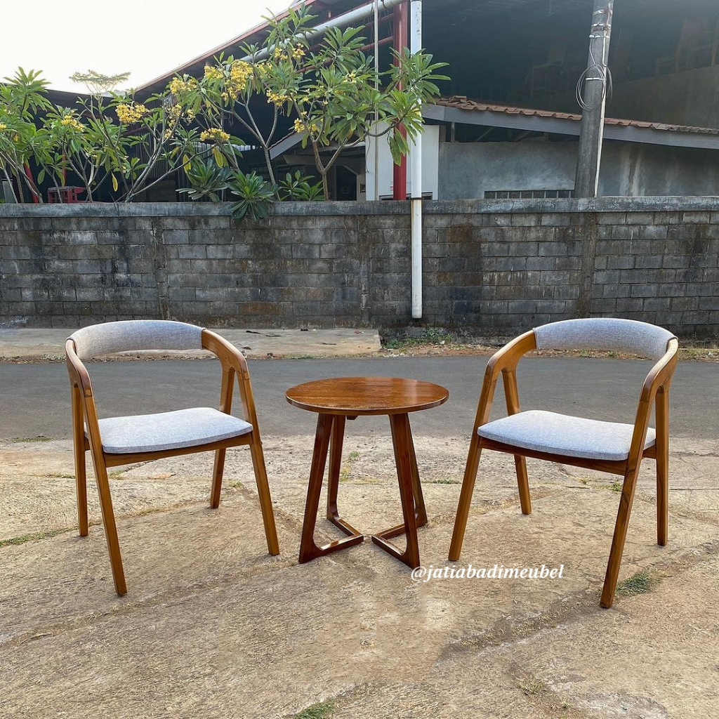Set Kursi Teras Retro Kayu Jati, Kursi Santai Teras Kayu Jati Dudukan Busa