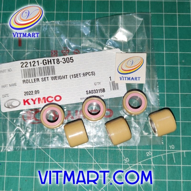 Roller ORI Kymco Easy 100 Easy JR Free MX EX ECX  22121-GHT8-305 ROLLER SET WEIGHT 7.5 gram 16x13 mm