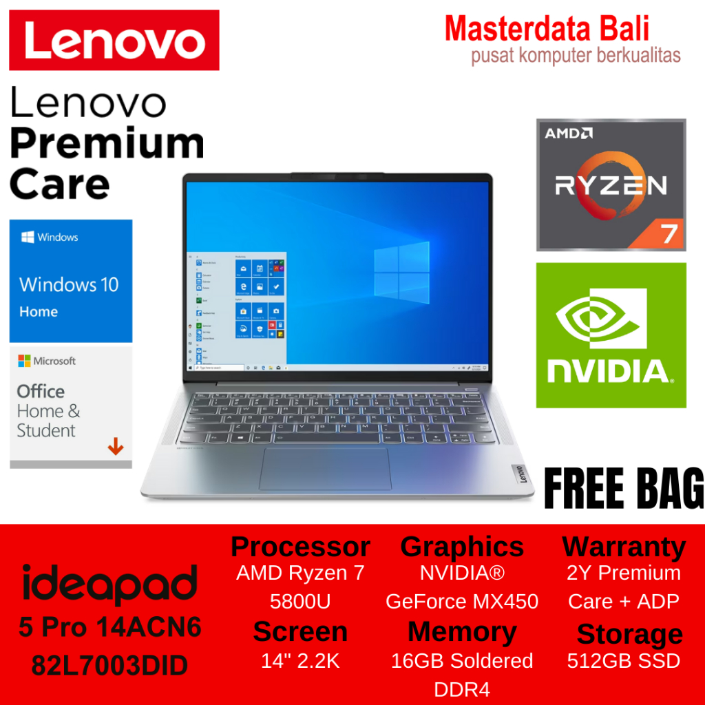 Laptop Lenovo IdeaPad 5 Pro 14ACN6 AMD Ryzen 7 MX450 14" 2.2K W10H+OHS