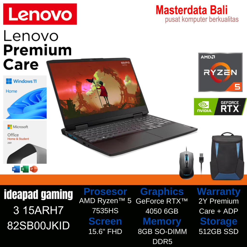 Laptop Lenovo IdeaPad Gaming 3 15ARH7 AMD Ryzen 5 RTX™ 4050 15.6" WQHD