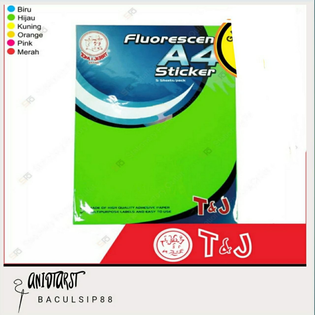 

Label Fluorescent A4 T&J -Sticker Label A4- Biru