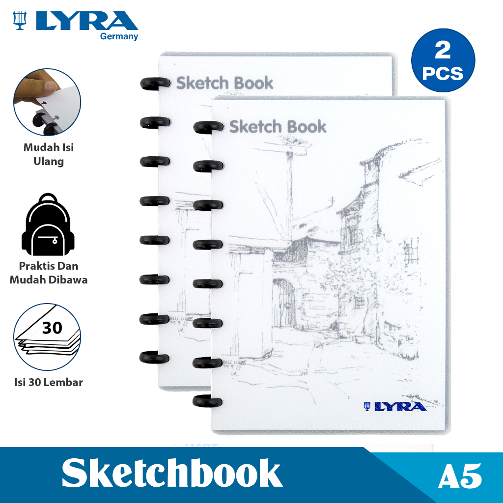 

LYRA COMBO 2 BUKU SKESA UKURAN A5 30 LEMBAR SKETCH BOOK BINDER BUKU BERGAMBAR LYR-9210250