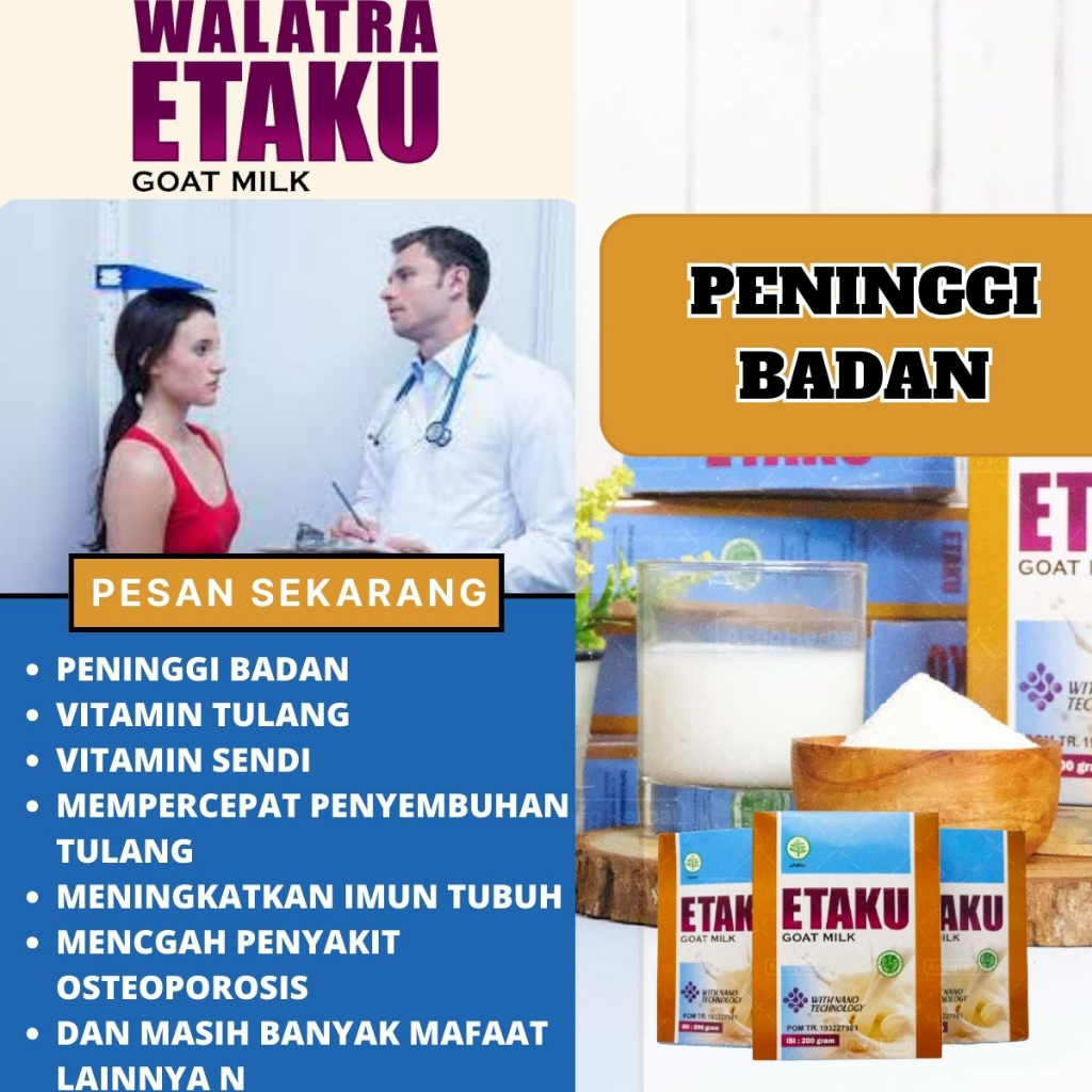 

WALATRA ETAKU GOAT - Susu Kambing Murni Susu Kesehatan Kualitas Premium Khusus Untuk Tulang Vitamin Peninggi Badan .