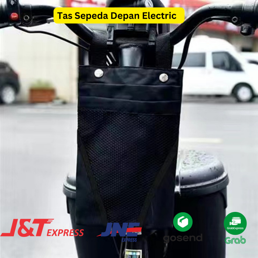 Tas Sepeda Depan Electric Bike Front Hanging Bag with Mesh Bag - Black