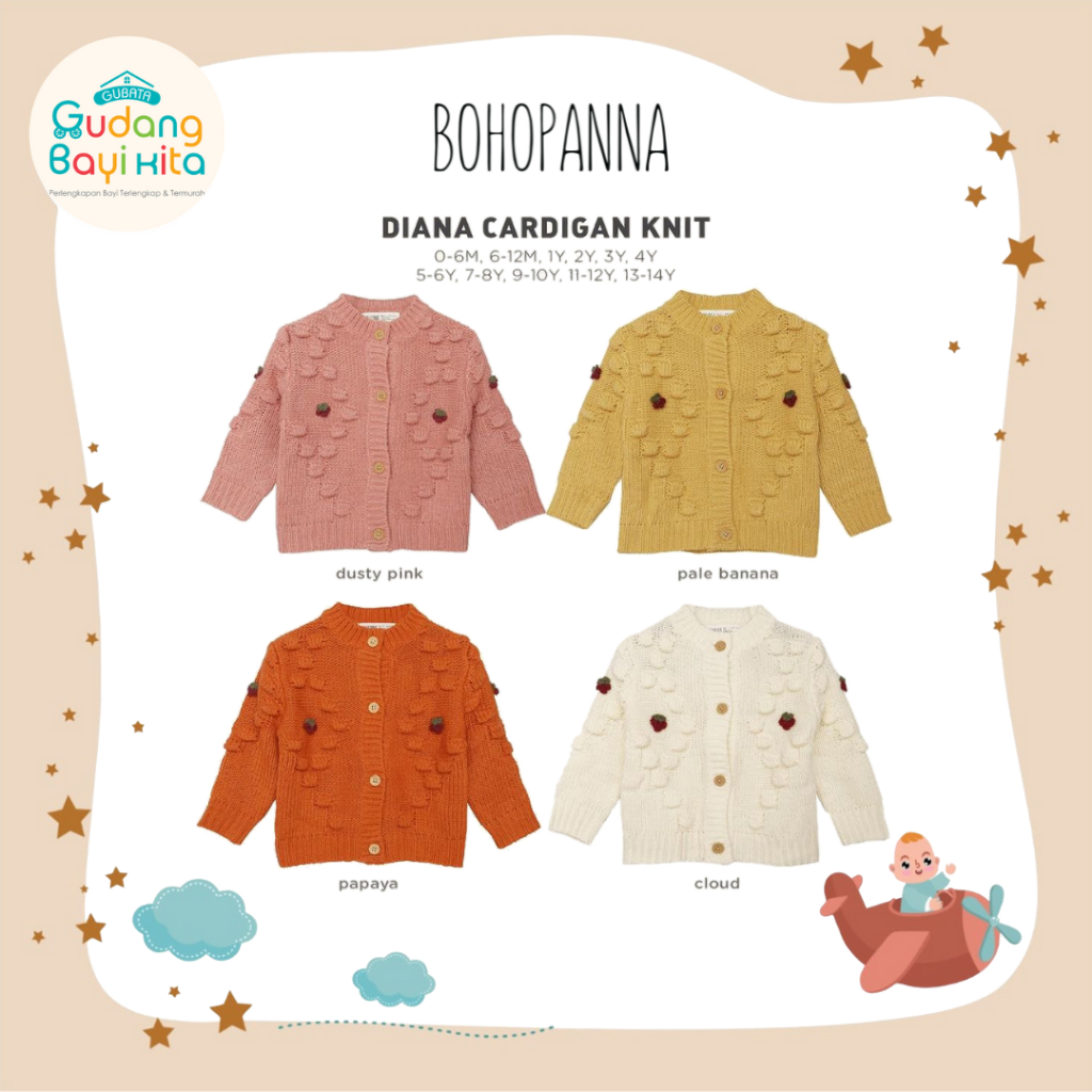 BOHOPANNA DIANA CARDIGAN KNIT - Cardigan Rajut Baby dan Anak - Outer Anak - Jaket Anak