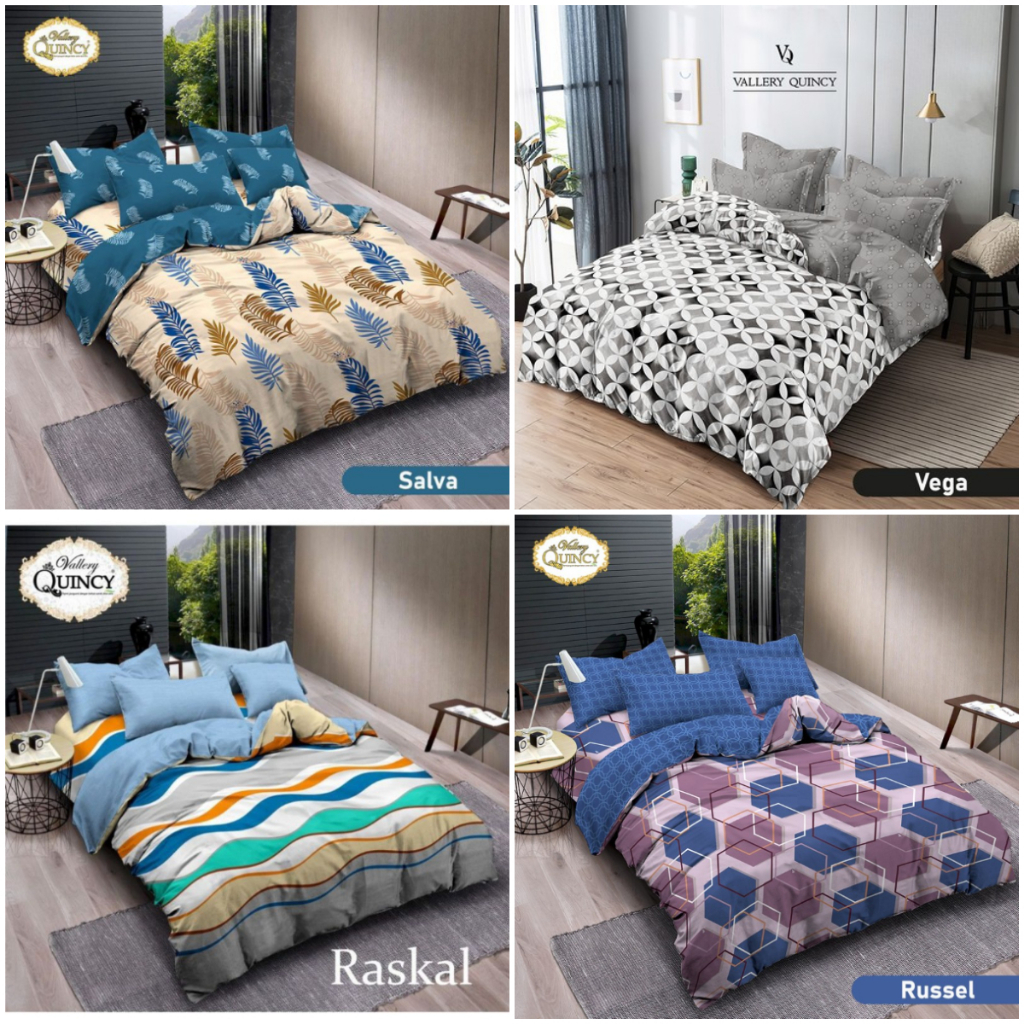 Bedcover Vallery Quincy 180 x 200 ( 6 kaki ) Motif Minimalis