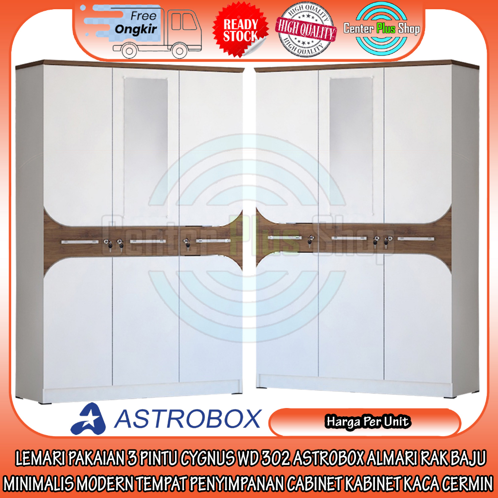 [Kargo] LEMARI PAKAIAN 3 PINTU CYGNUS WD 302 ASTROBOX ALMARI RAK RACK BAJU MINIMALIS MODERN TEMPAT P