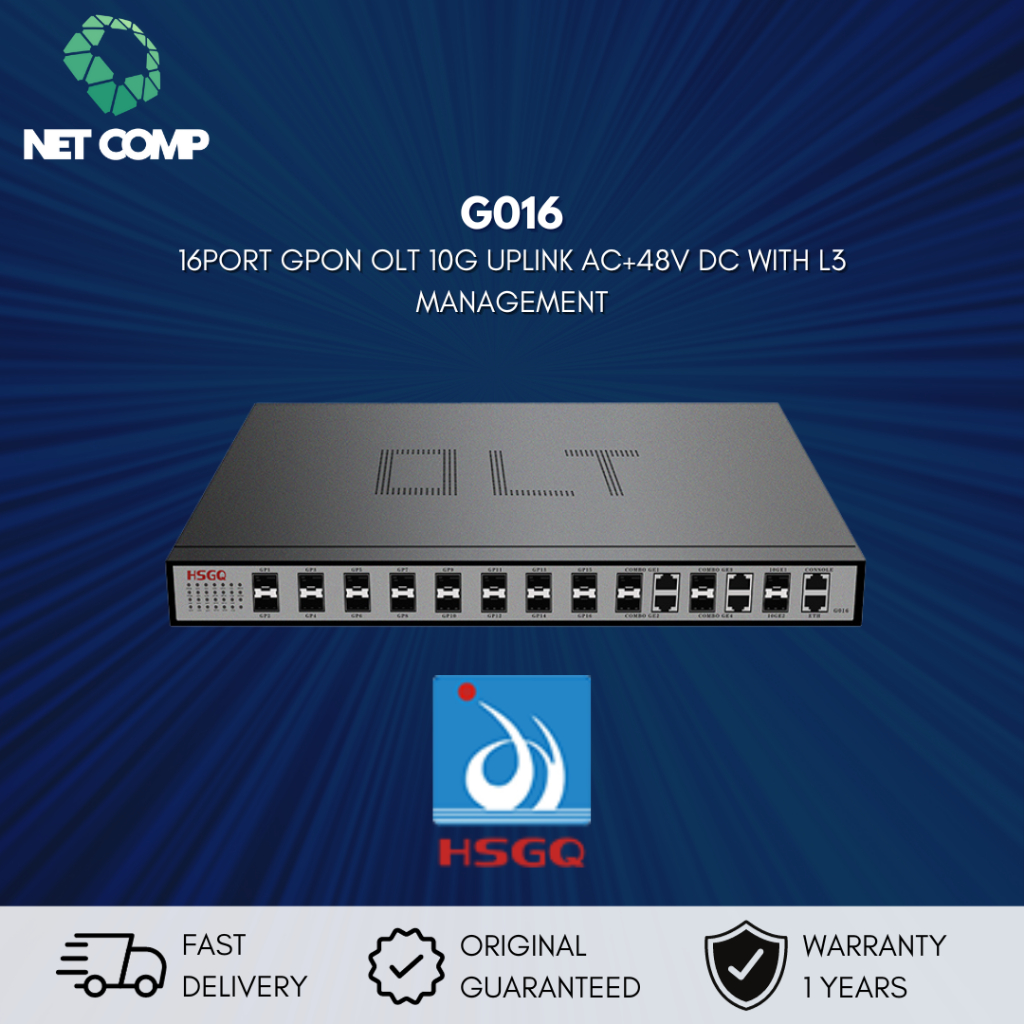 G016 HSGQ-G16ID HSGQ 16 PORT GPON SFP SLOTS 2*1G SFP + UPLINK SLOTS
