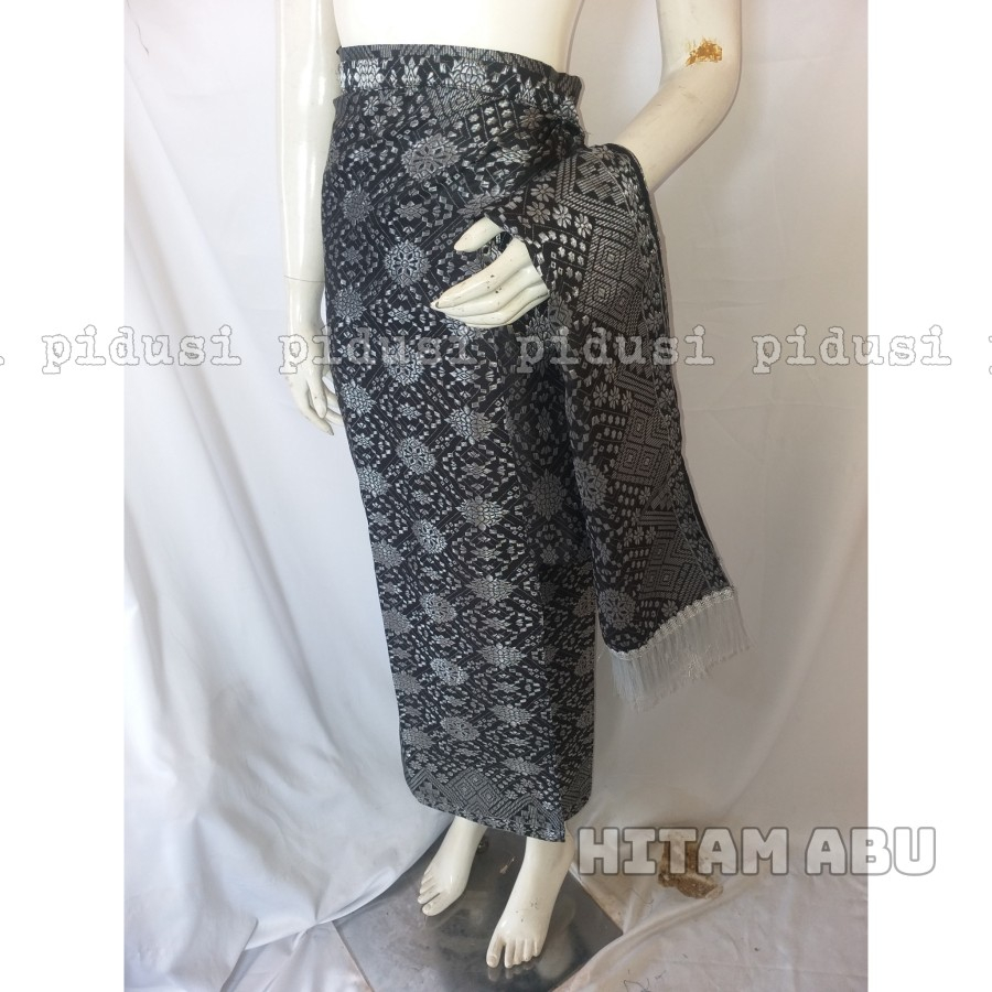 Set rok songket selendang / Rok songket lilit dan selendang Padang 1 - Hitam Abu-All Size