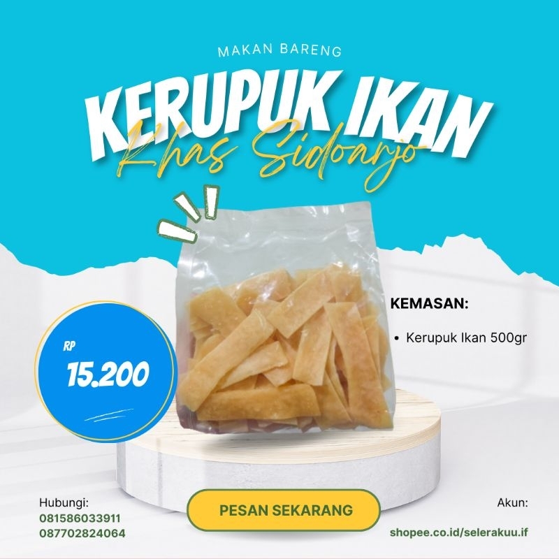 

Kerupuk Ikan Asli (500gr) Langsung Goreng TANPA JEMUR - Khas Sidoarjo