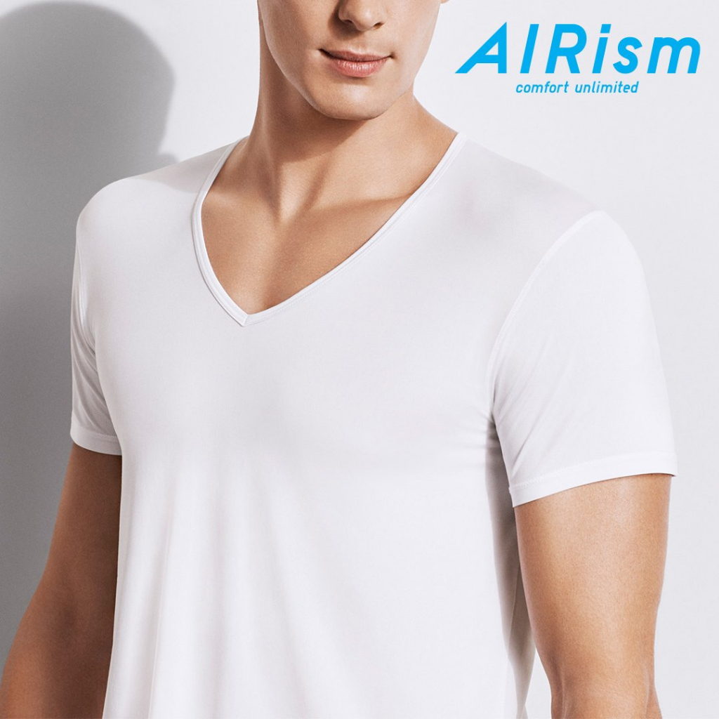 [PreLoved] UNIQLO AIRism V-Neck Short-Sleeve T-Shirt