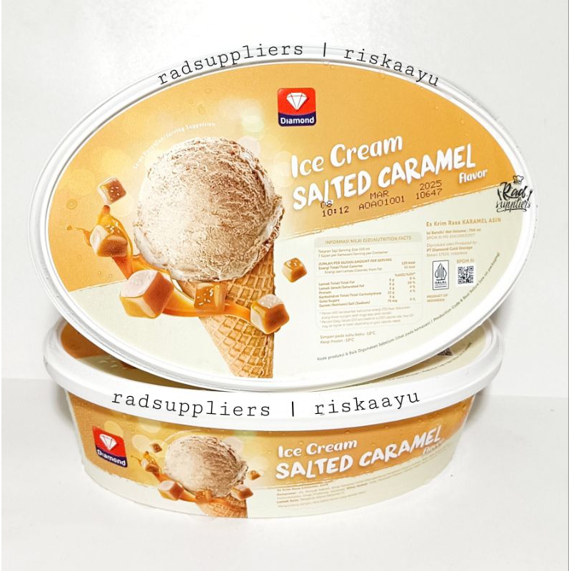 

Diamond Ice Cream Salted Caramel 700ml, Eskrim Salted Caramel Diamond 700ml, Variant Baru, Halal, Best Seller..!