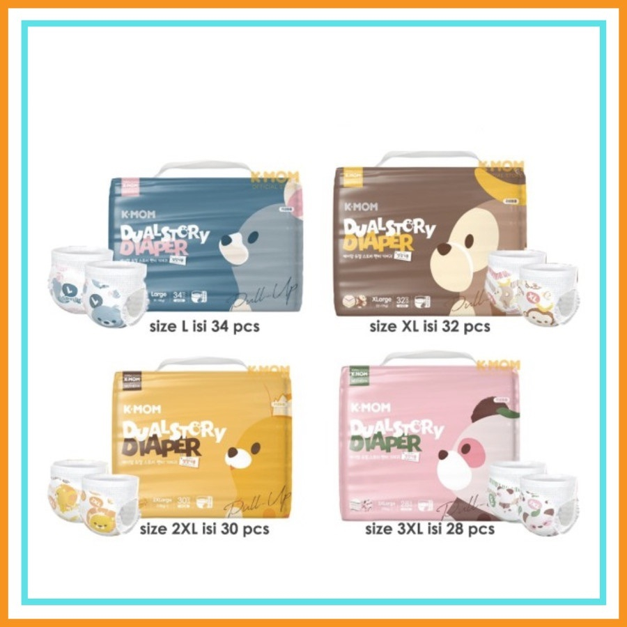 KMOM Dual Story Pull Up Diaper L34 XL32 2XL30 K Mom Baby Diapers K-Mom Pants Diaper All Varian