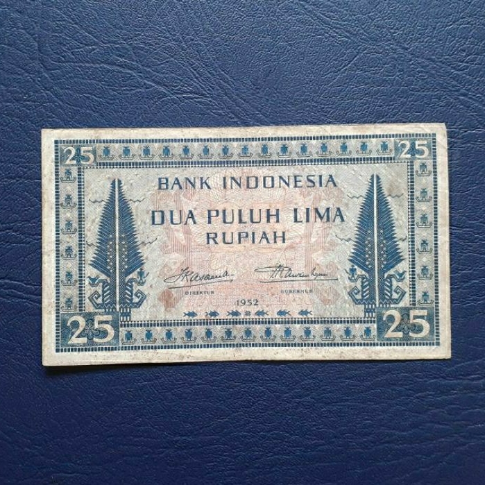 Uang kuno kertas 25 rupiah seri budaya tahun 1952