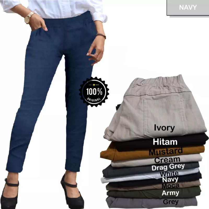 Celana Chino Wanita Bahan Melar Elastis Elizabeth Pants