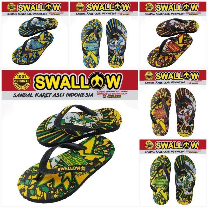[1 pak isi 6 psg] sandal jepit anak swallow wonder boy ukuran 7.5 8 8.5 - sandal anak cowo laki-laki