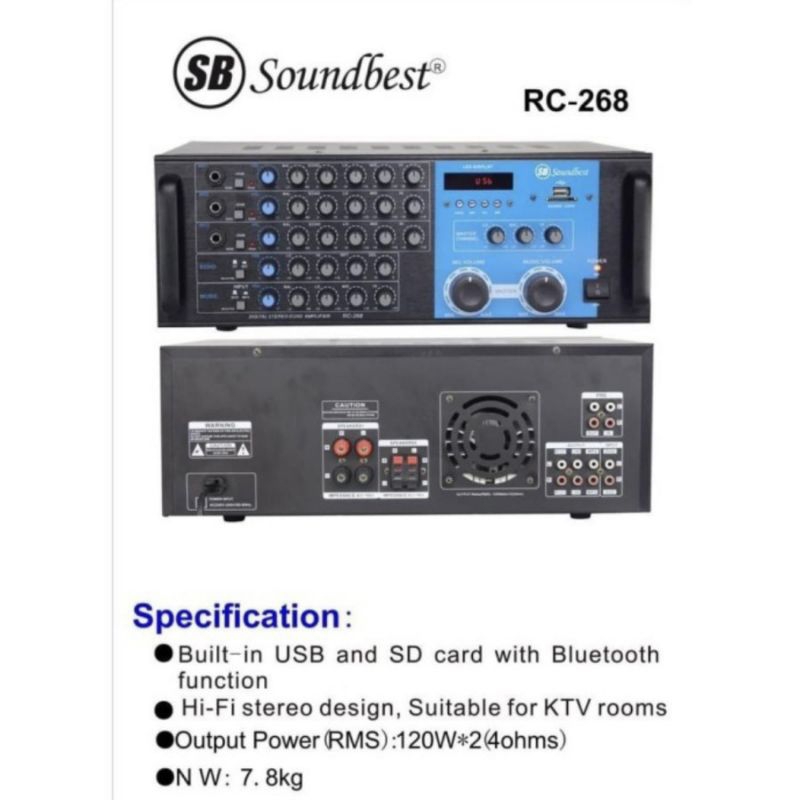 Amplifier Soundbest RC 268 Original Amplifier Karaoke Bluetooth