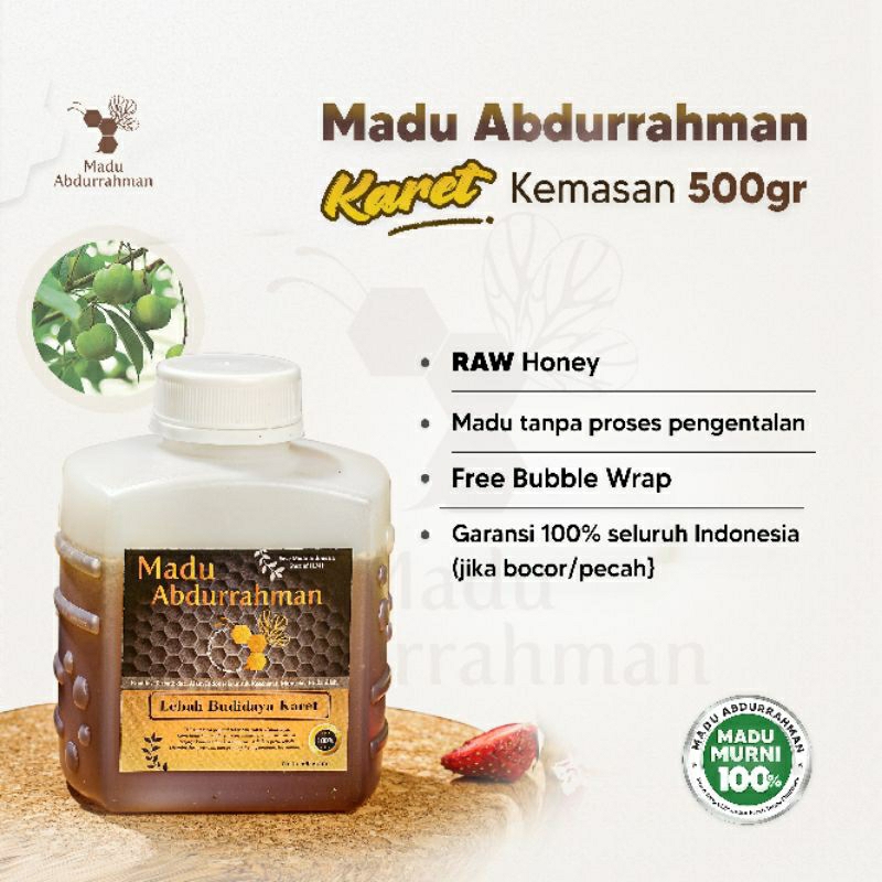 

(KARET 500G) Madu Abdurrahman Nektar Karet 500g 100% MURNI & ASLI Raw Honey