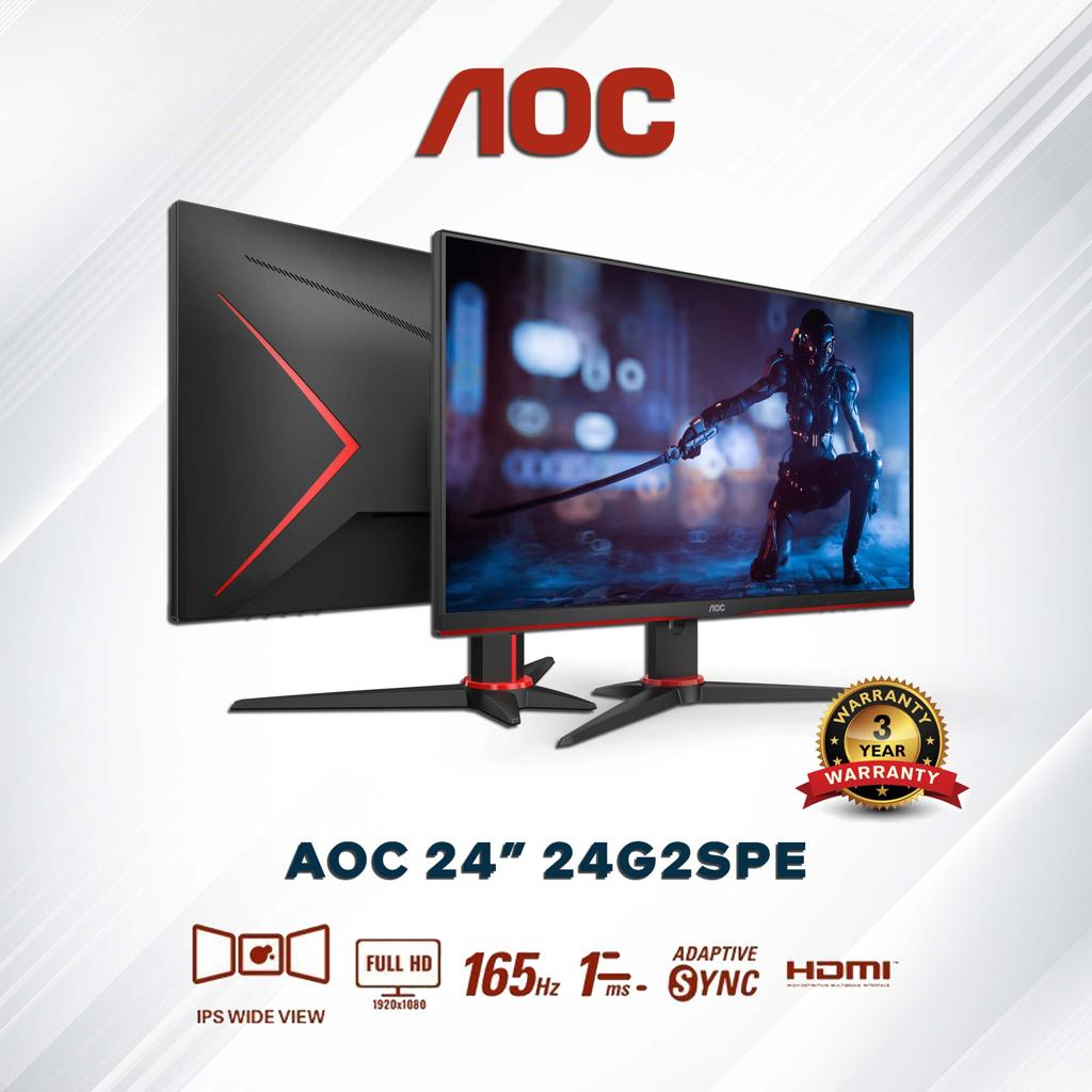 Monitor Gaming AOC 24G2SPE 24 inch IPS 165Hz 1ms 125% sRGB HDMI VGA DP FHD Vesa Monitor LED