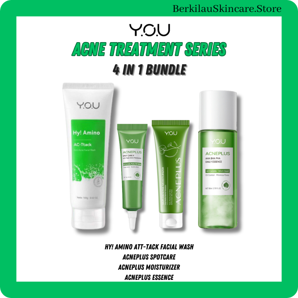 YOU AcnePlus 4 in 1 Bundle Paket Skincare Penghilang Jerawat | AcnePlus SpotCare, Essence, Moisturiz