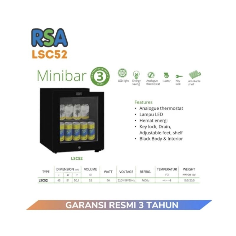 Rsa Showcase Mini Bar LSC52 52L