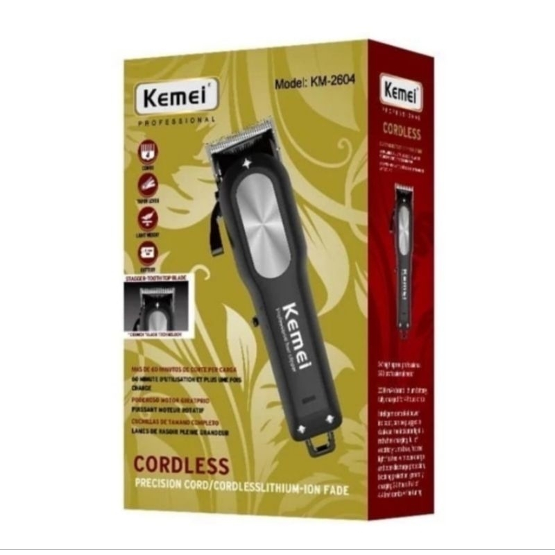 Alat Cukur Mesin Cukuran Rambut Kemei KM-2604 Charger Elektrik Profisonal Original