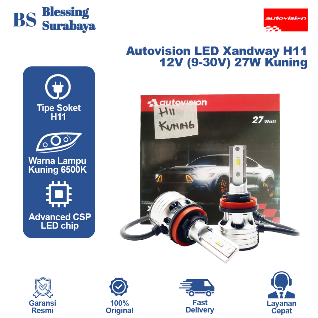 LED Autovision XAND H11 12V 27W 6500K Kuning