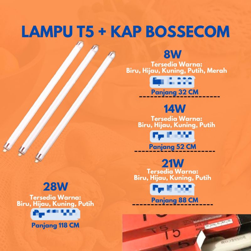 Lampu T5 + Kap Bossecom