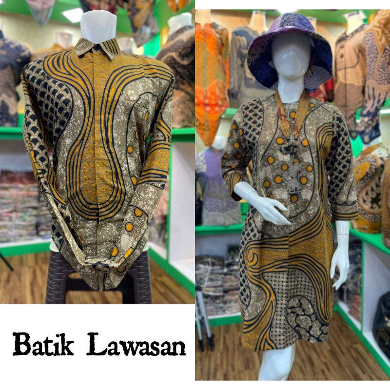 Batik Couple Qistina Batik bahan Katun Motif Kuning Coklat