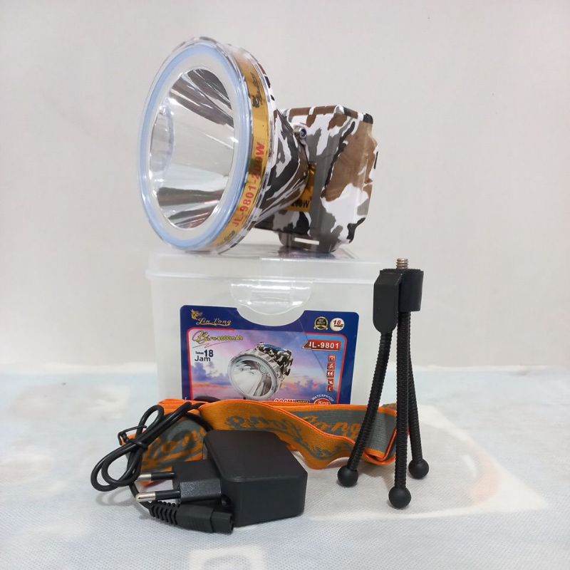 SENTER KEPALA LED WATERPROOF SUPER TERANG JINLONG JL - 9801 200 WATT