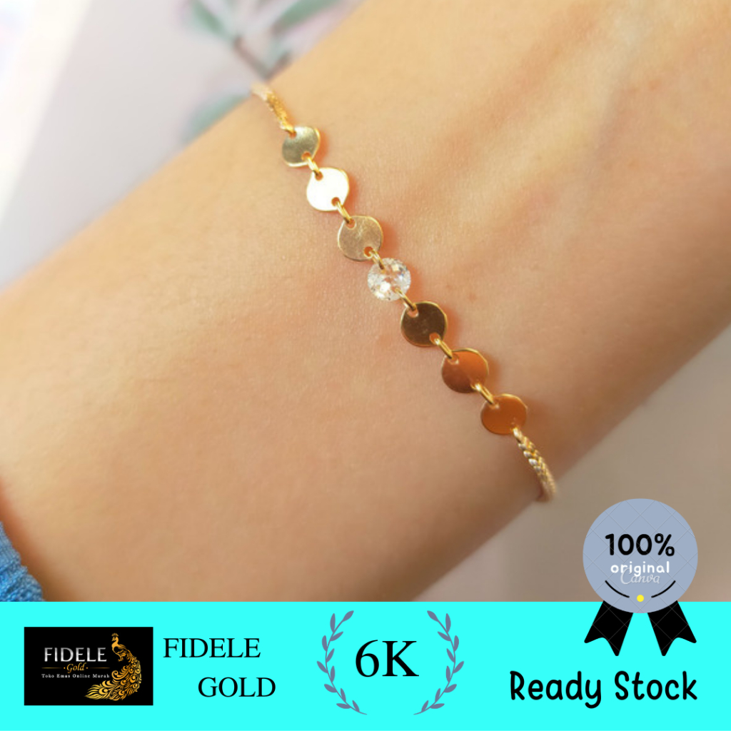 Gelang permata serut emas asli 30% emas kuning kadar muda emas 300