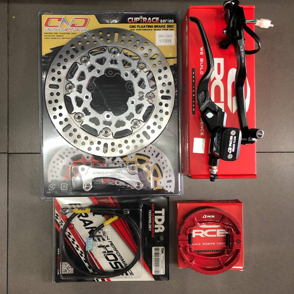 Paketan Master Rem RCB E3 14mm Set Kopling Kanan Kiri + Selang TDR 35inch/90cm + Kampas Belakang + D