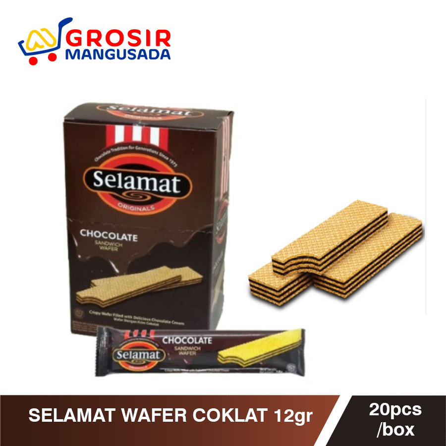 

Selamat Wafer CHOCOLATE 12gr 1box isi 20pcs Grosir