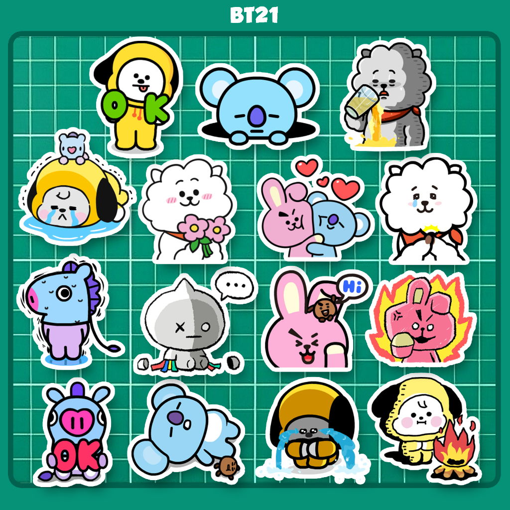 

BT21 Sticker Pack 26pcs Stiker BTS Line Suga Anti Air / Waterproof Jurnal Deco Chibi Kartun Journal Book