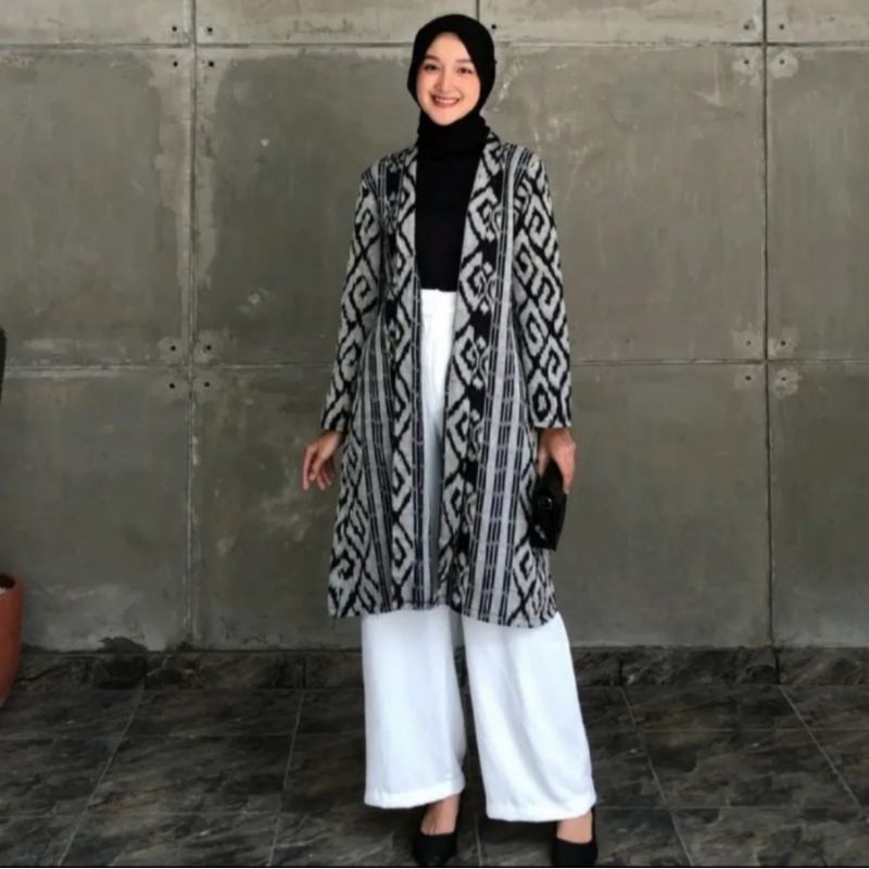 Outer Longvest, Outer Tenun Etnik, Rompi Tenun, Vest Tenun, Baju Tenun Wanita, Outer Batik