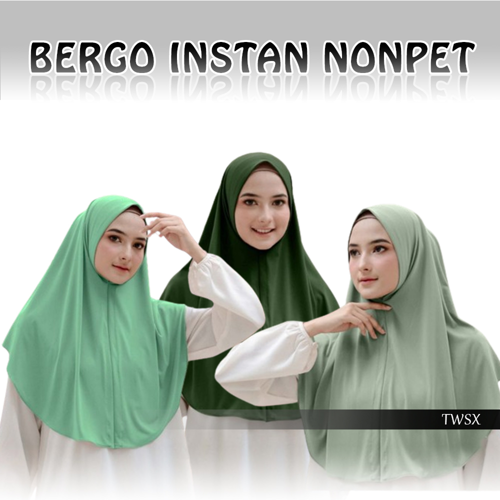Hijab Instan Jarsey Bergo non pet premium basic hijau kerudung Terbaru Hamidah