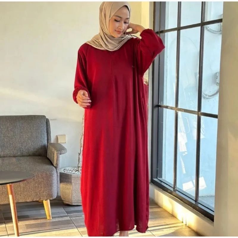 Fathia Dres / Dress Gamis Cringkle Busui Ld 120Cm / Midi Dress Wanita Muslim Terbaru