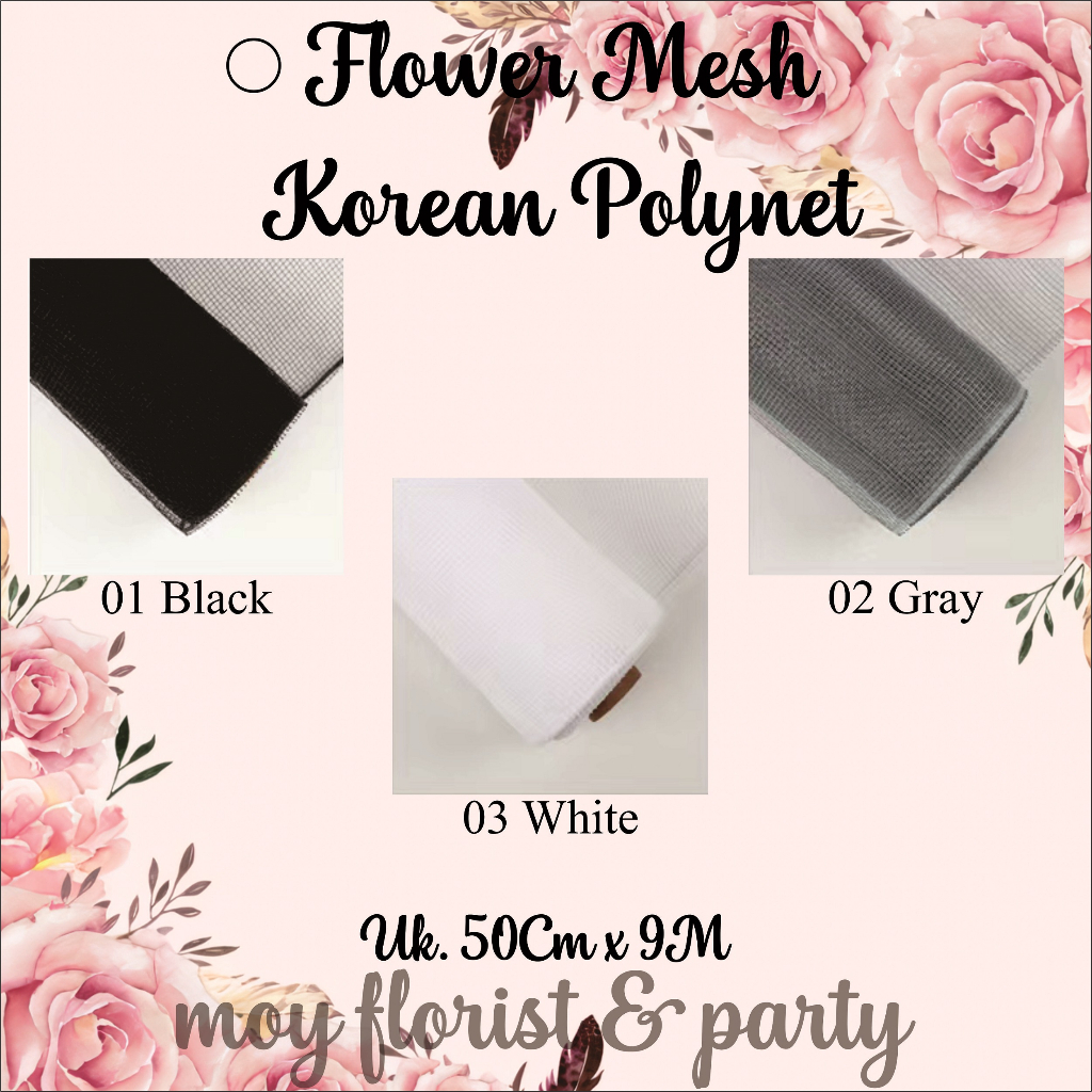 

Flower Mesh Korean Polynet Ukuran 50cm x 9meter