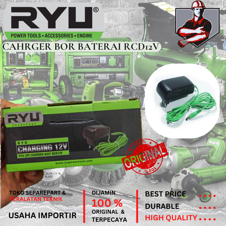 Promo charger bor batrai RYU RCD12V/cas drill ryu 12V Original Termurah RYU CHARGE RCD12V-1 - CHARGER BATERAI MESIN BOR RCD21V-1 - SPAREPART @UsahaImportir