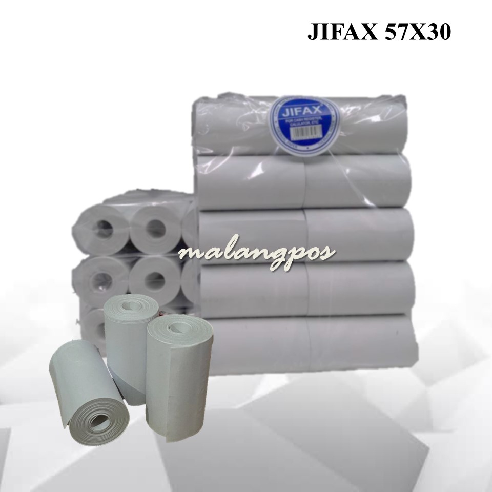 

JIFAX Kertas Thermal 57x30/57x31/58x30 Printer thermal roll EDC 57 x 30 Coreless
