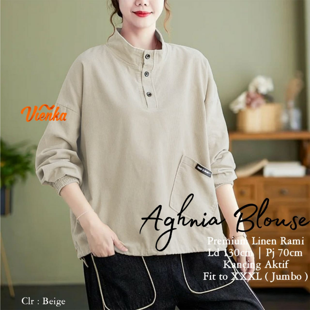 AGHNIA BLOUSE JUMBO KATUN LINEN LD 130 XXXL